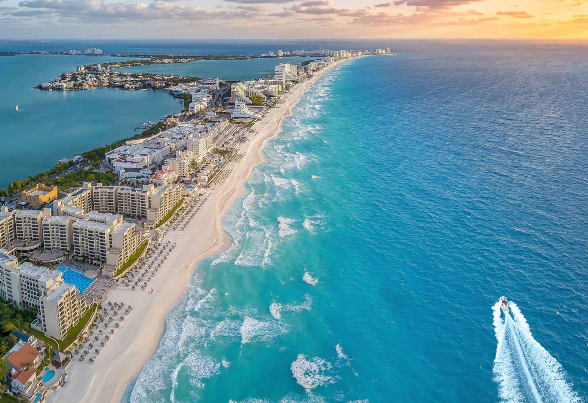 Aerial view of Cancun beaches
