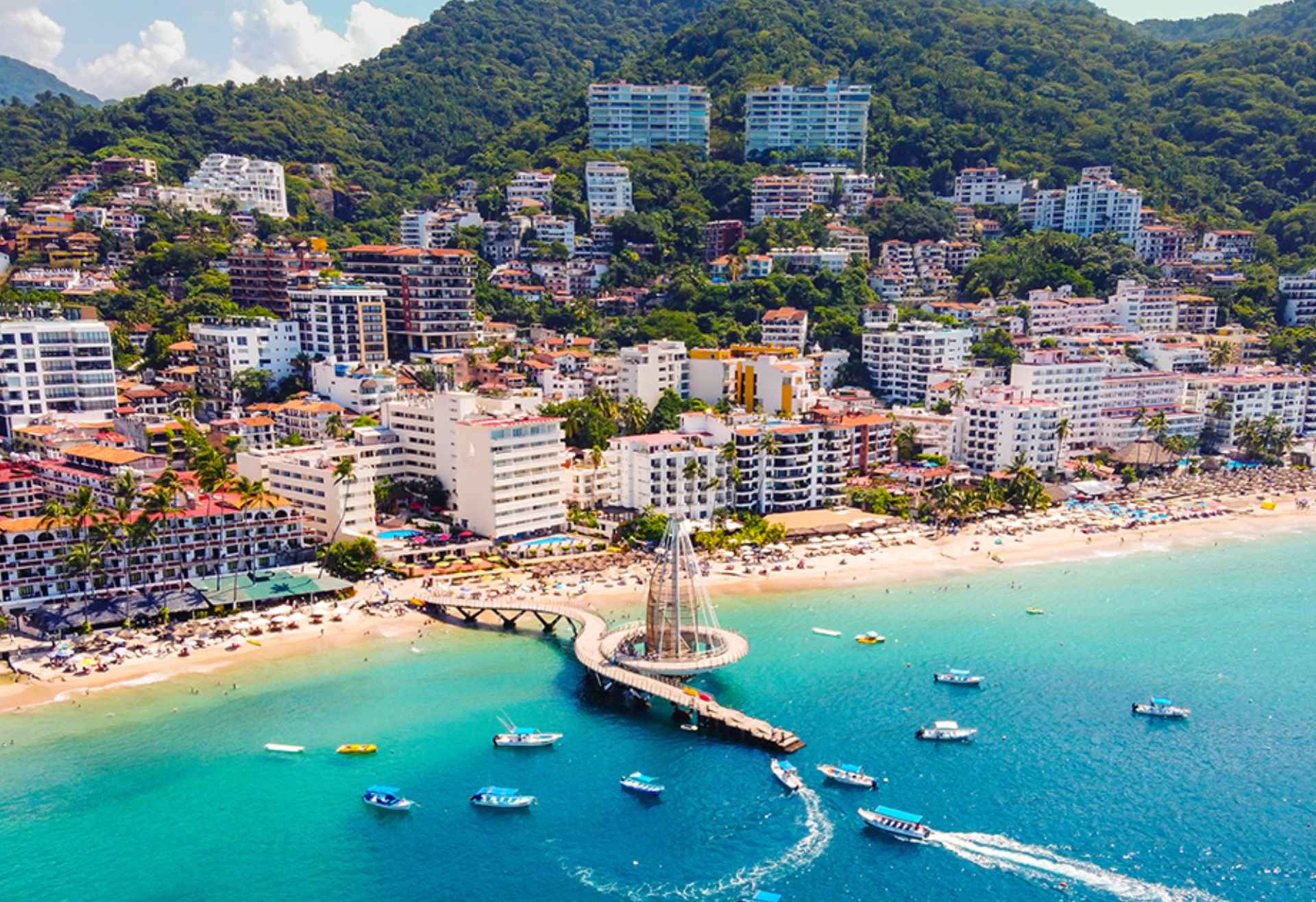 Aerial view of Puerto Vallarta bay